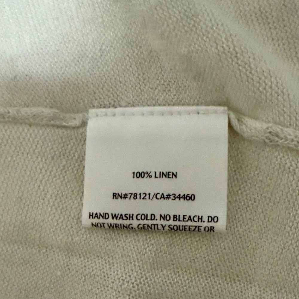 Eileen Fisher Tri-Blend Cream-Gray V-Neck Short Sleeve Top - Picture 12 of 15